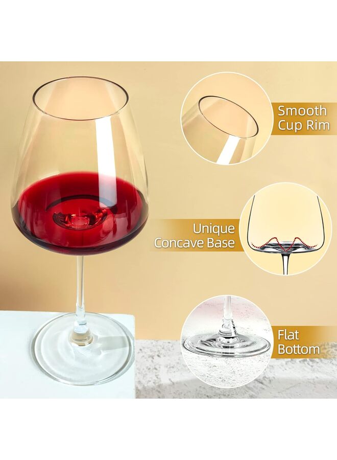 قطعتان من كؤوس النبيذ الأحمر، كأس نبيذ بوردو من الكريستال الإيطالي المنفوخ يدويًا، 22 أونصة، من الزجاج المنفوخ عالي الجودة الخالي من الرصاص، عبوة هدايا للذكرى السنوية للزفاف أو هدايا عيد الميلاد - Image 2