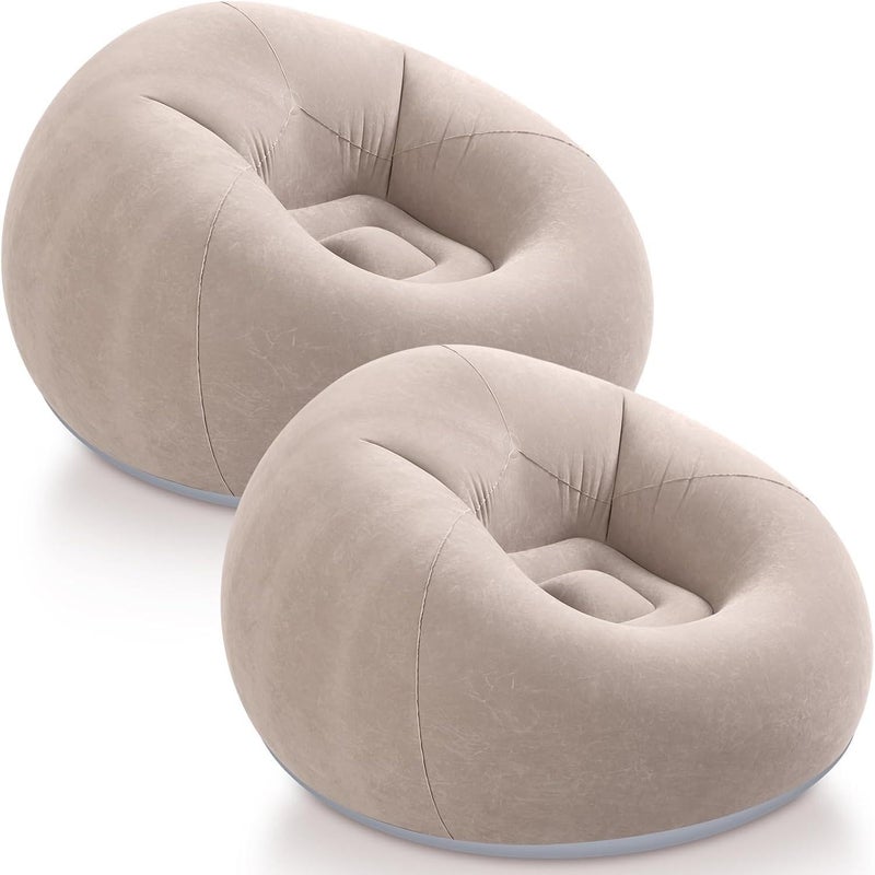 2 PCS Inflatable Bean Bag Chairs Outdoor Blow up Camping Chairs Inflatable Lazy Sofa Folding Portable Bean Bag Loungers Couch for Adults Kids(Coffee)