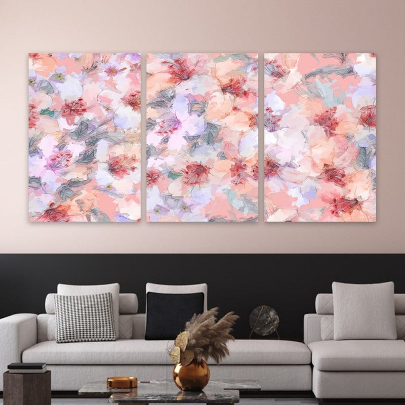 Marktna Three luxurious modern canvas prints with a hollow frame, measuring (90×40), three pieces - Image 1