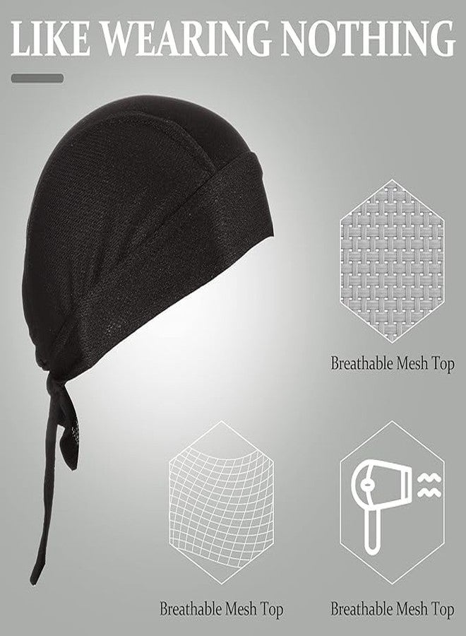 PAROPKAR Do Rags Sweat Wicking Helmet Liner Skull Cap Motorcycle Beanie Hat Head Wrap Bandana for Men Women Boys & Girls (Black Olive Dark Grey Navy Blue) - Image 3