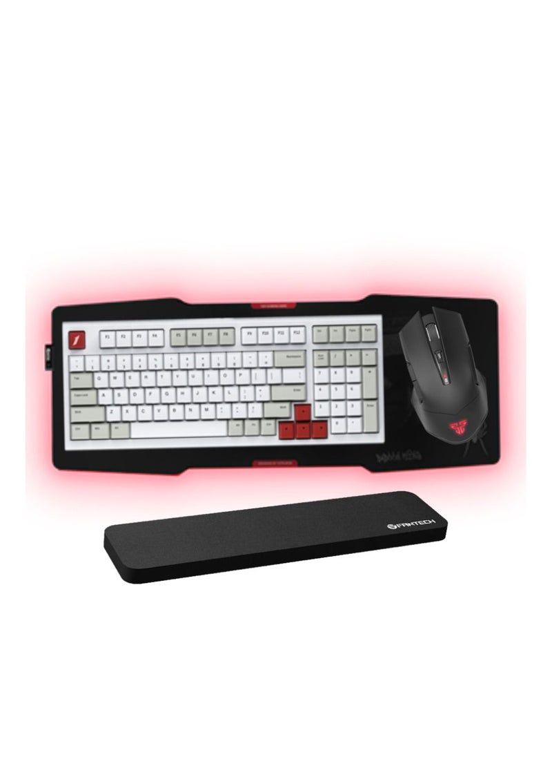 كومبو جيمر كيبورد وايرلس احترافي LANG MK980 PRO ريد سويتش مع ماوس باد ار جي بي حجم كبير وماوس واير لس ومسند لليد