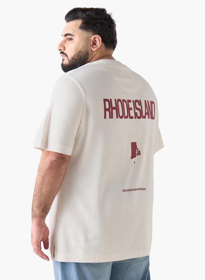 Maxim Men Regular Fit Crew Neck Short Sleeves Rhode Island Print T-shirt - Image 3