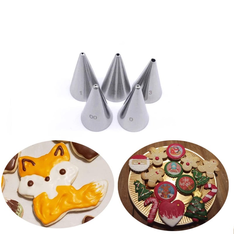 Small Round Piping Tips SetIcing Piping Nozzles Frosting Tips for PastryWritingCake Cupcake Cookie Decorating5 Pcs