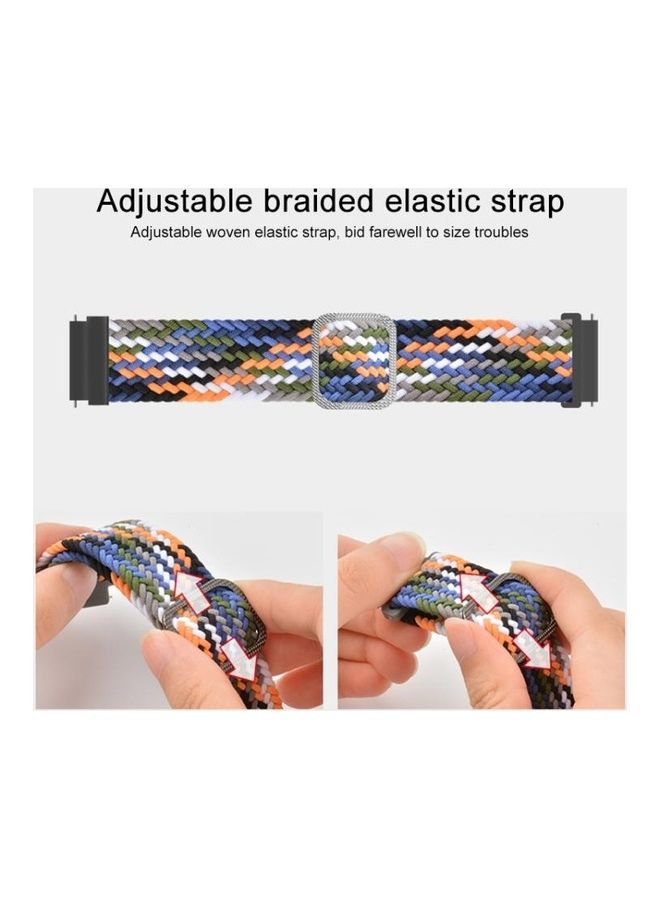 NIBEMINENT Adjustable Nylon Braided Elasticity Replacement Strap Watchband For Samsung Galaxy Watch 3 45mm Red/White  - Image 4