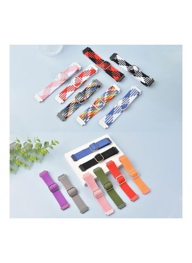 NIBEMINENT Adjustable Nylon Braided Elasticity Replacement Strap Watchband For Samsung Galaxy Watch 3 45mm Red/White  - Image 2