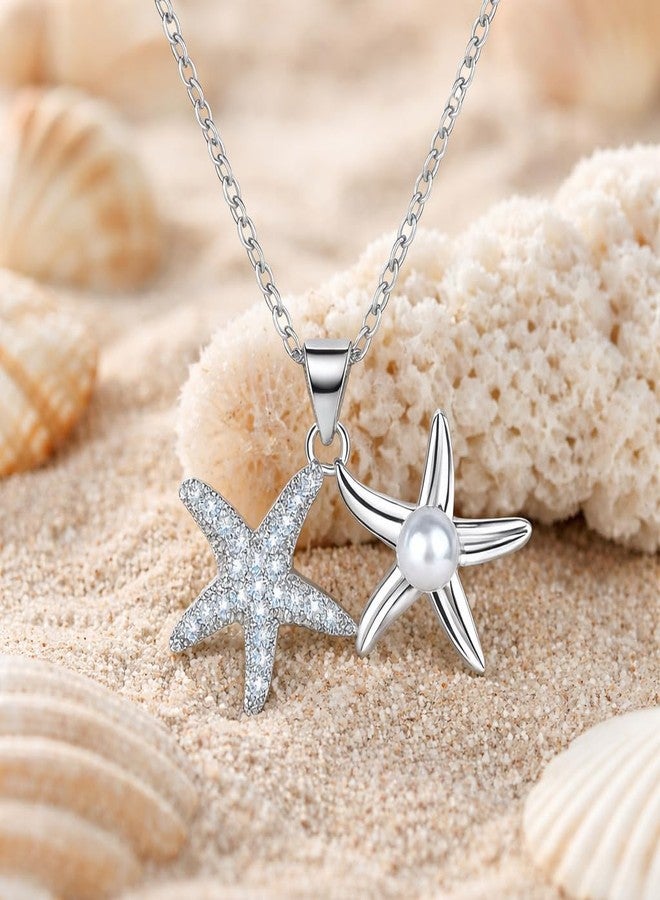 MEENAZ Jewellery Starfish Pearl Pendant Necklace for Woman | Ocean Charm AD Stone | Adjustable Chains for women | Stylish Locket Necklace | Anti Tarnish | Valentine Gifts for Girlfriend Lovers Couple - Image 3