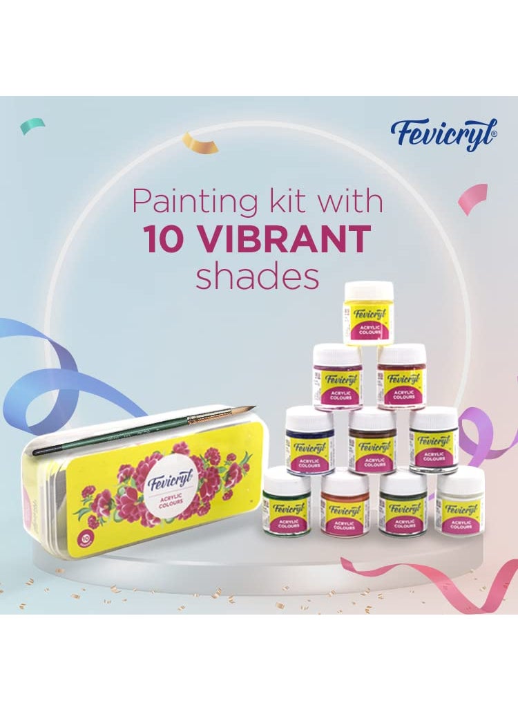 Pidilite Pidilite Fevicryl Acrylic Sunflower Kit (10 Colours X 15 ml) with Black and White Acrylic Paints of 100ml Each, Gift for Artists, Students, Children  - Image 3