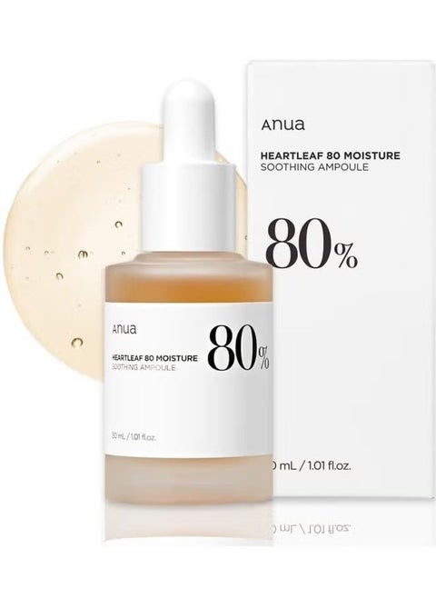 Anua Heartleaf 80% Soothing Ampoule 30ml / 1.01 fl.oz. I non-greasy, face skin calm serum hydrating panthenol B5 calming treatment essence