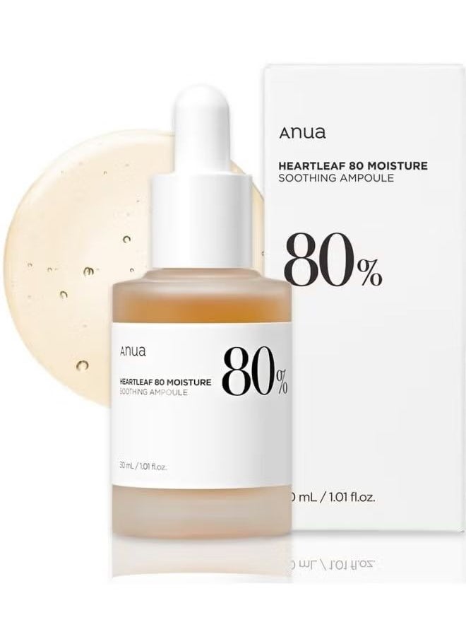 Anua Heartleaf 80% Soothing Ampoule 30ml / 1.01 fl.oz. I non-greasy, face skin calm serum hydrating panthenol B5 calming treatment essence