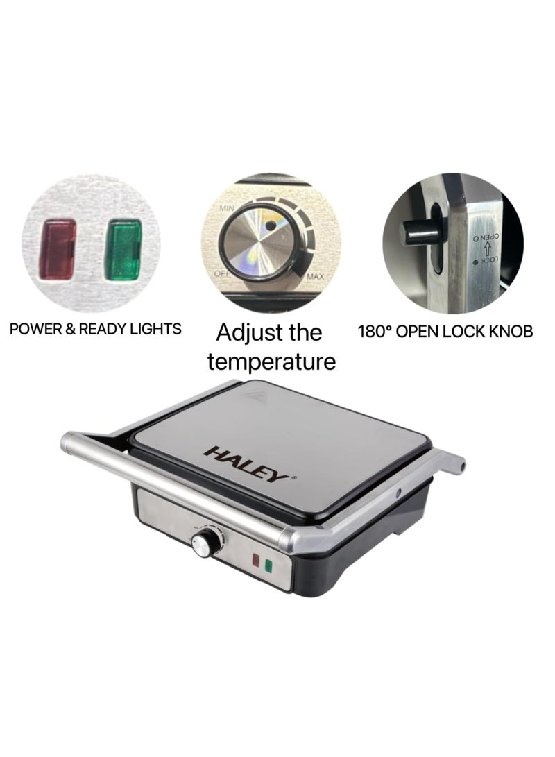 Haley صانعة الساندويتشات الكبيرة Wtrtr HALEY وشواية ومحمصة الخبز الكهربائية 2000 واط | شواء، حجم قياسي يناسب 4 شرائح خبز، ضمان لمدة عامين. HY8605 (2000 واط) - Image 2