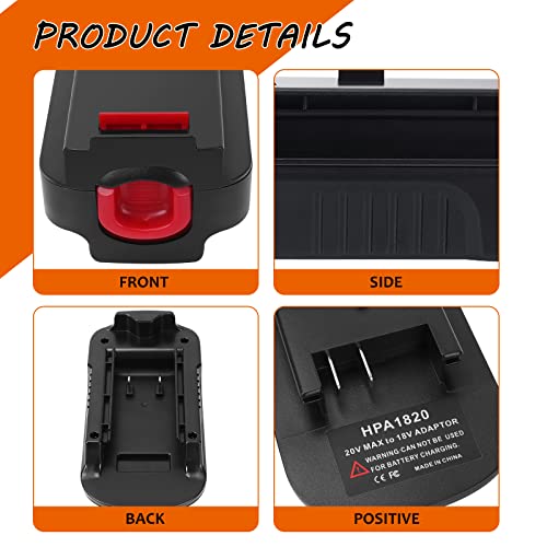 laipuduo 20V Adapter HPA1820 for Black&Decker LBXR2020 18V to 20V Batteries Convertor Adapter for Black Decker 18V NiCad & NiMh Battery Tools HPB18 HPB18-OPE 244760-00 A1718 FS18FL FSB18 - Image 5