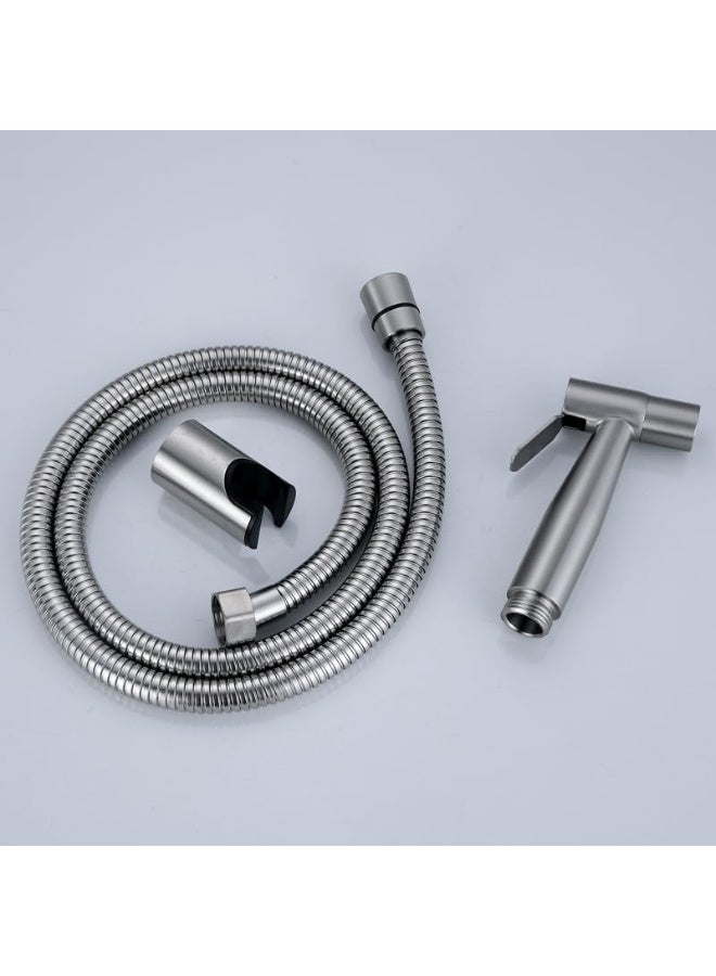 مجموعة حنفية ستانلس ستيل صحية للتواليت والحمام مع خرطوم مرن للغاية من ماركوير، فضي بلمسة نهائية مصقولة - Image 5