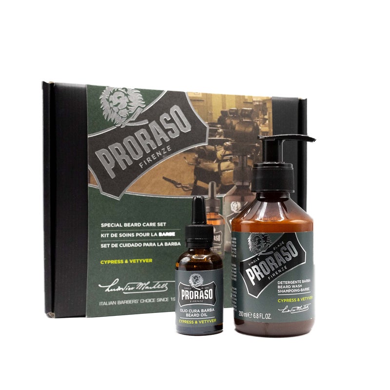 Proraso Beard Care Kit for Men | Beard Wash & Beard Oil Tame, Cleanse & Detangle Full, Thick and Coarse Beards | Cypress and Vetyver - Image 2