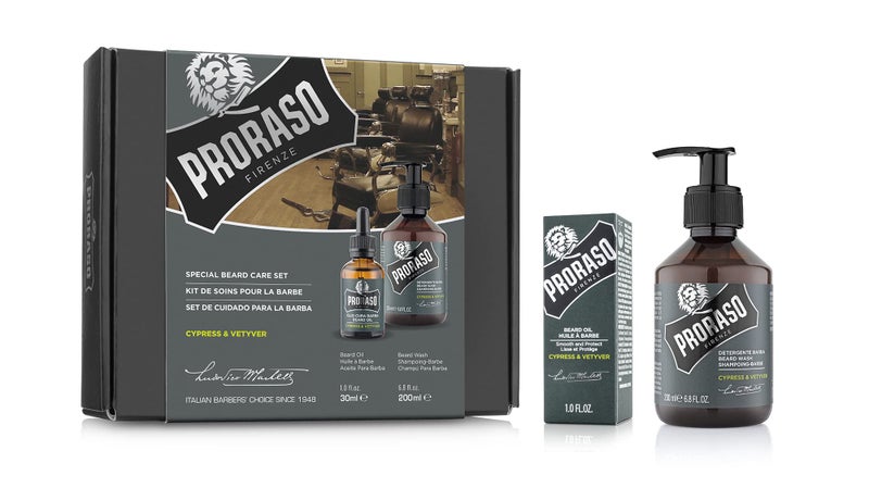 Proraso Beard Care Kit for Men | Beard Wash & Beard Oil Tame, Cleanse & Detangle Full, Thick and Coarse Beards | Cypress and Vetyver - Image 1