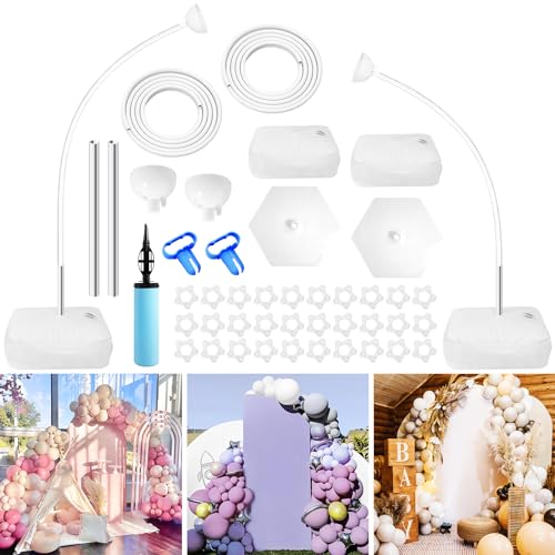 BHUCUTU Balloon Arch Stand 82 Feet and 5 Feet Free Bending Half Arch Balloon Stand with Base Balloon Arch Kit for Wedding Birthday Baby Shower Graduation Halloween Party Decorations - Image 1