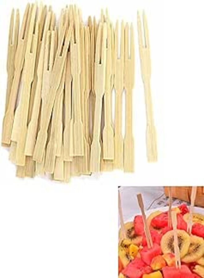KASTWAVE Rosymoment Forks Mini Wooden Disposable 3.5" inch 9 cm pcs 100 Bamboo Party Supplies Eco Friendly Biodegradable