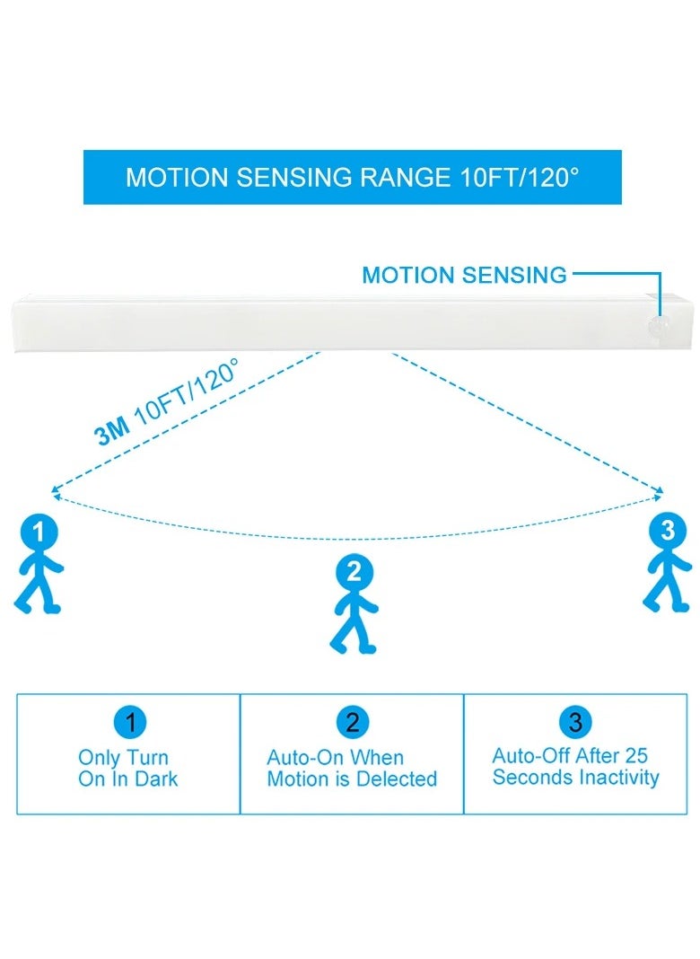 OUYoo OUYoo 4 pcs Motion Sensor LED Lighting,Motion Sensor Light，Motion Sensor Light Bar Night Light for Room，Battery operated induction light, Under Cabinet Light, USB Rechargeable, Dimmable, Magnetic Night Light for Kitchen, Corridor, Wardrobe,Indoor.   30cm - Warm Color  - Image 5
