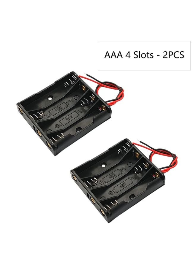 2PCS AAA 4 Slots Battery Holder With Wire DIY Storage Box - Image 1