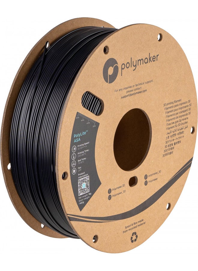 Polymaker ASA Filament 1.75mm Black, 1kg ASA 3D Printer Filament, Heat & Weather Resistant - ASA 3D Filament Perfect for Printing Outdoor Functional Parts, Dimensional Accuracy +/- 0.03mm - Image 2