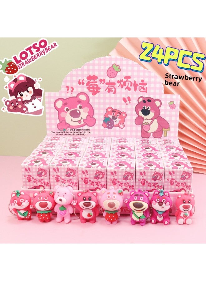 24 Into The Luminous Turtle Blind Soft Plastic Box Game With Hand-made Doll Net Red Key Chain Stall Children Students-Color:Strawberry Bear 24 Small Boxes In A Box Are Shot In Multiples Of 24  - Image 1
