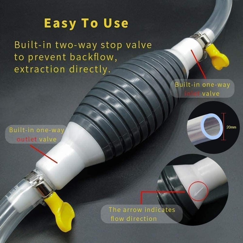 Fuel Transfer Pump Kit Tank Sucker Newest High Flow Hand Pump محمول Manual Car Bike - Liquid Pipe Siphon Tool متوافق مع Petrol Diesel - Water - Oil Liquid Water Fi - Image 4