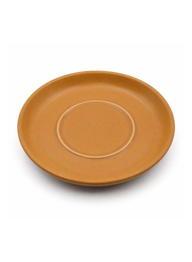 Caramel Ceramic Small Plate – Round Glossy Dessert & Snack Plate – Elegant Minimalist Side Plate for Home, Café & Restaurant - Image 1