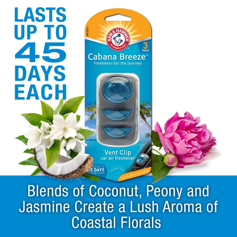 Arm & Hammer AH8203CA Cabana Breeze Freshness Vent Clip for Car Air Freshener 4 Pack of 3 Piece in Each - Image 5