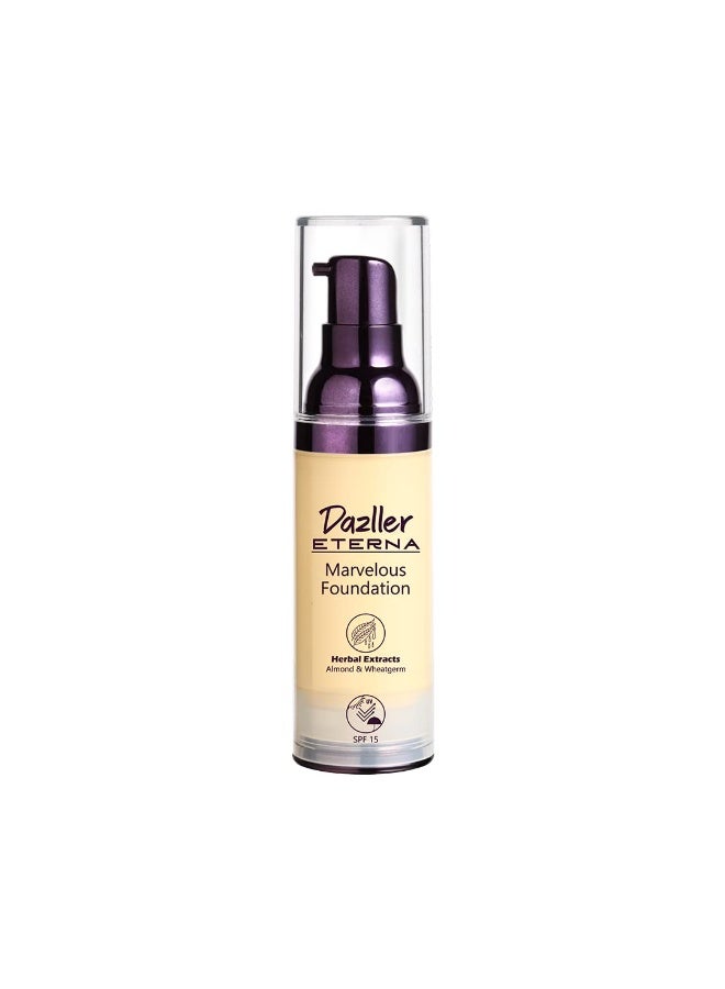 Dazller Eterna Marvelous Foundation, 30mL, Honey MF31, Natural Matte finish, SPF 15 protection, Long-lasting up to 8 hours, Water-resistant, Medium-High Coverage - Image 1