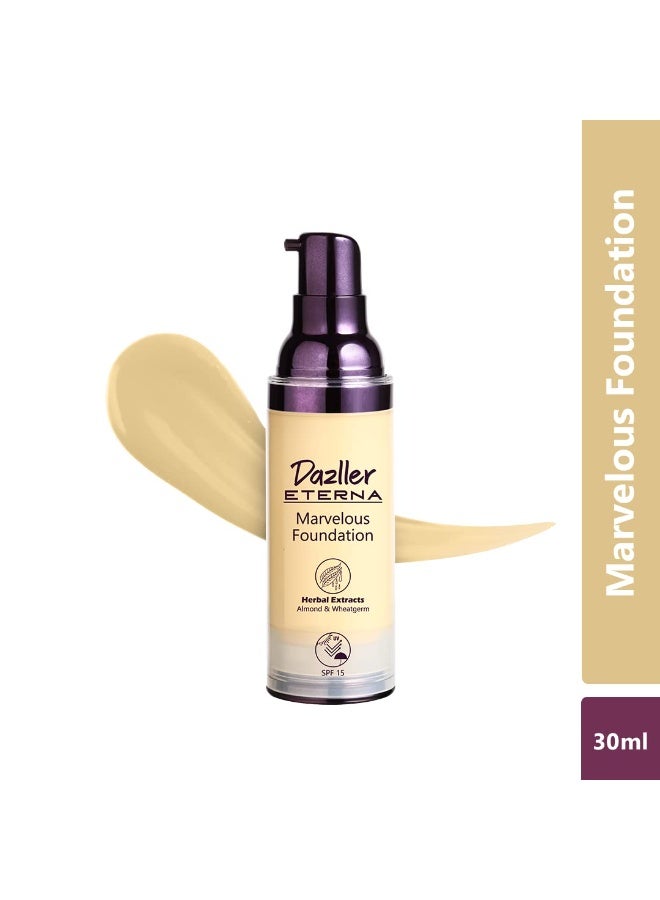 Dazller Eterna Marvelous Foundation, 30mL, Honey MF31, Natural Matte finish, SPF 15 protection, Long-lasting up to 8 hours, Water-resistant, Medium-High Coverage - Image 2