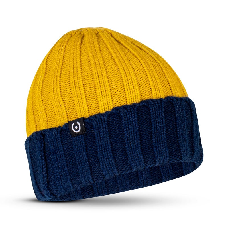 CORETEQ Women & Men Soft Acrylic Wool Winter Cuff Beanie Cap Wide Rib Dual Color Style - Soft, Cozy & Warm Garam Topi - Stylish Woollen Winter Wear Cap - Acrylic Wool, FS - Image 1