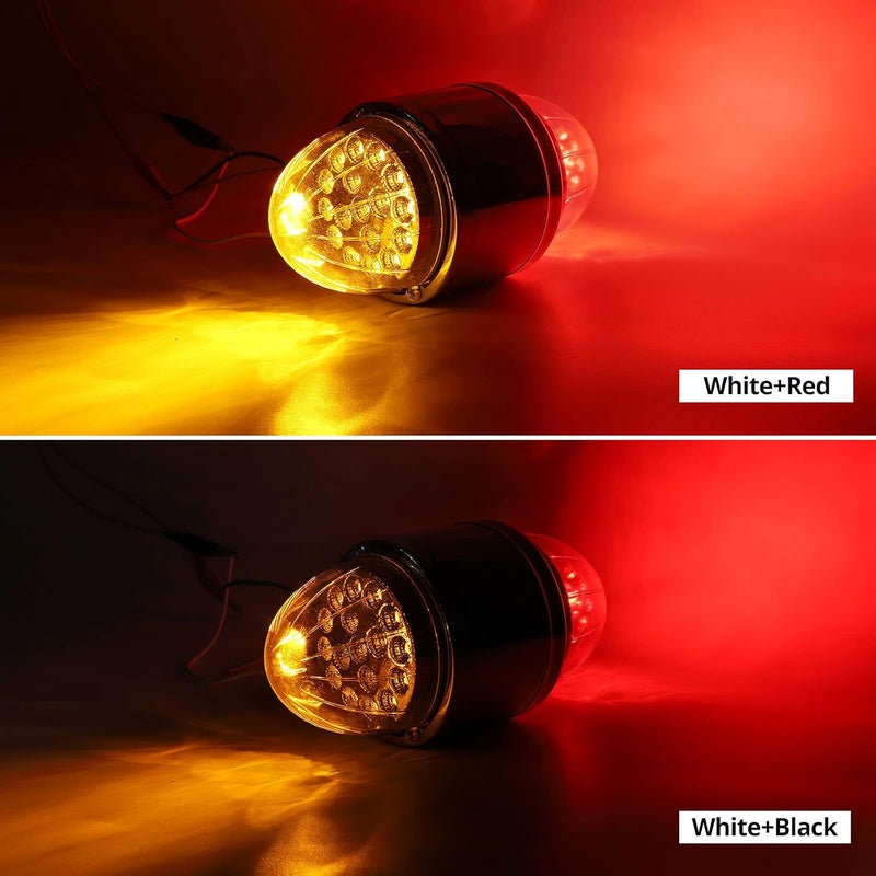 Partsam 2Pcs 17 LED Reflector Double Face Round LED Turn Signal Lights - Amber/Red - Image 3