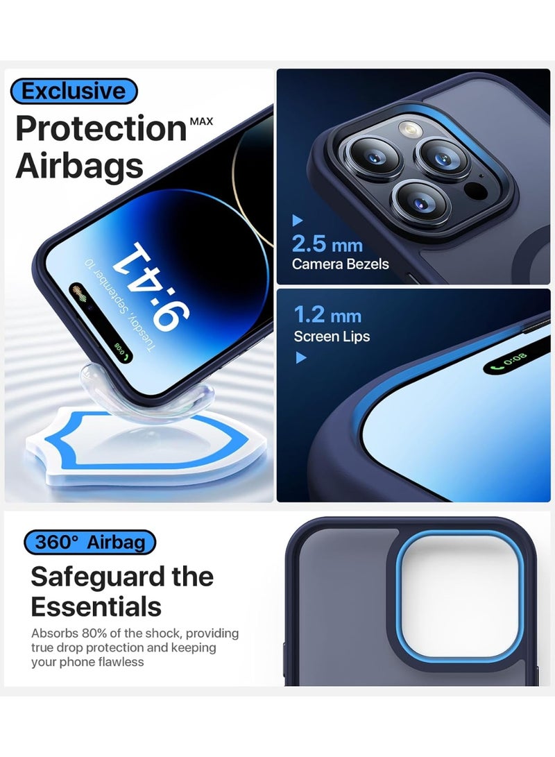 ACLIX Magnetic Case for iPhone 15 Pro Max Compatible with MagSafe, Translucent Matte Back Slim Shockproof Phone Cover | Dark Blue - Image 3