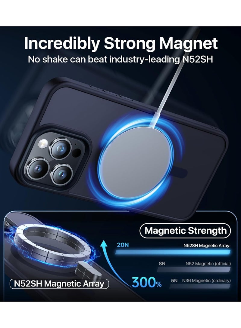 ACLIX Magnetic Case for iPhone 15 Pro Max Compatible with MagSafe, Translucent Matte Back Slim Shockproof Phone Cover | Dark Blue - Image 2