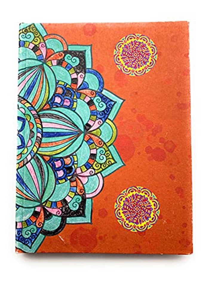 A5 Handmade Mandala Notebook 200 Lined Pages Dull Orange - Image 1