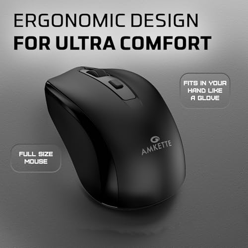 Amkette Hush Pro Astra Wireless Mouse with Advance 2.4 Ghz Connectivity, Silent Switch, Ergonomic Design, High Precision 3 DPI Settings, Mouse On/Off Switch, Smart Auto Sleep Function (Black) - Image 2