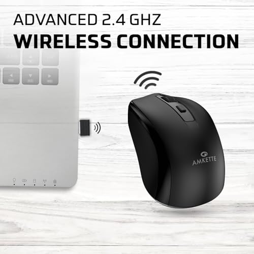 Amkette Hush Pro Astra Wireless Mouse with Advance 2.4 Ghz Connectivity, Silent Switch, Ergonomic Design, High Precision 3 DPI Settings, Mouse On/Off Switch, Smart Auto Sleep Function (Black) - Image 4
