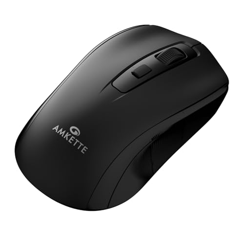 Amkette Hush Pro Astra Wireless Mouse with Advance 2.4 Ghz Connectivity, Silent Switch, Ergonomic Design, High Precision 3 DPI Settings, Mouse On/Off Switch, Smart Auto Sleep Function (Black) - Image 1