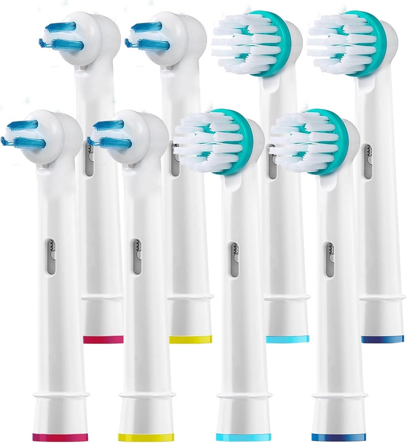 ألابينا رؤوس فرشاة بديلة من لأداة OralB Braun Professional Ortho & Power Tip Kit - عبوة من 8 رؤوس متوافقة مع فرشاة الأسنان الكهربائية التقويمية، تناسب Oral-B Pro 1000، Kids Plus! - Image 1