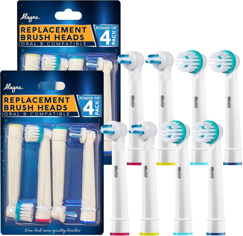 ألابينا رؤوس فرشاة بديلة من لأداة OralB Braun Professional Ortho & Power Tip Kit - عبوة من 8 رؤوس متوافقة مع فرشاة الأسنان الكهربائية التقويمية، تناسب Oral-B Pro 1000، Kids Plus! - Image 2