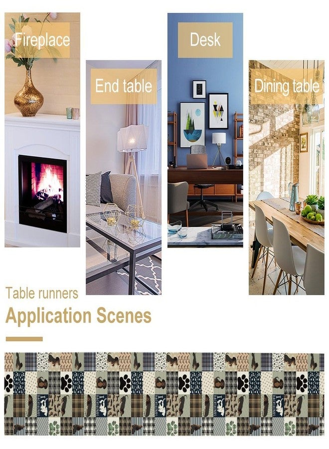 KANEPE Dachshund Pattern Table Runner Dog Grey Brown Plaid Funny Animals Patchwork Print Decor for Indoor Outdoor Party Dinner Festival Farmhouse Holiday Dining Room Home Kitchen Restaurant, 13x36in - Image 5