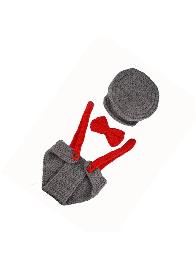 New Handmade Knot Beanie+Tie+Shorts Set Toddler Baby Crochet Photography Props 0-6.M Newborn Baby Crochet Photo Props (0-6Months) - Image 3