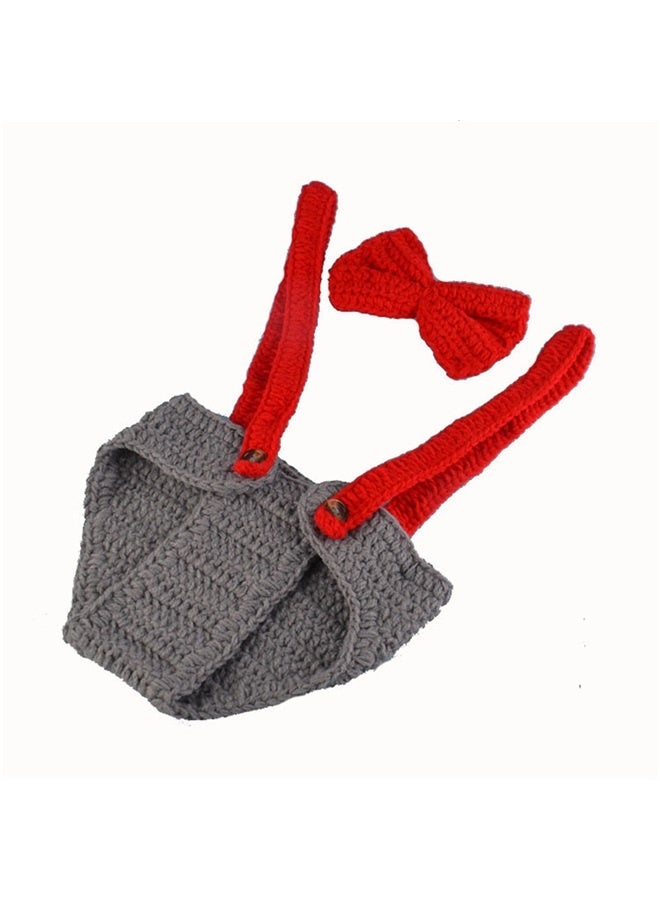 New Handmade Knot Beanie+Tie+Shorts Set Toddler Baby Crochet Photography Props 0-6.M Newborn Baby Crochet Photo Props (0-6Months) - Image 5
