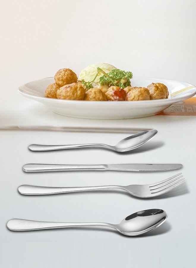 Exquisite 24-Piece Stainless Steel Cutlery Set with Holding Stand Set, Flatware Utensils Including Knife,Fork,Spoon and coffee spoon(Silver) 6-person Western tableware, kitchen utensils, shiny polished sturdy and durable， Suitable gatherings, picnics,easy to store，dishwasher safety - Image 4