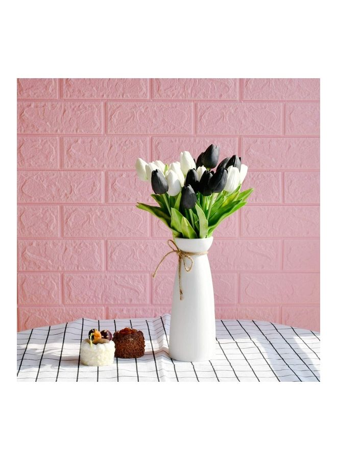 NIBEMINENT 20-Piece Artificial Tulip Flowers With Soft Latex Materials White/Black/Green - Image 2