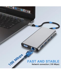 Generic USB Type C Hub 12 in 1 Dock Station Adapter 2 Ports 4K HDMI VGA 4 USB 3.0 Ports USB Type C PD3.0 Data RJ45 Ethernet SD/TF 3.5mm AUX Compatible with MacBook Pro/Air and Type C Devices  - Image 3