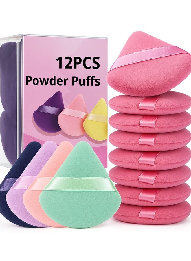 12PCS Triangle Powder Puffs – Soft Makeup Sponge for Face Powder, Loose Powder & Foundation – Reusable Beauty Puff for Contouring & Blending - Image 1