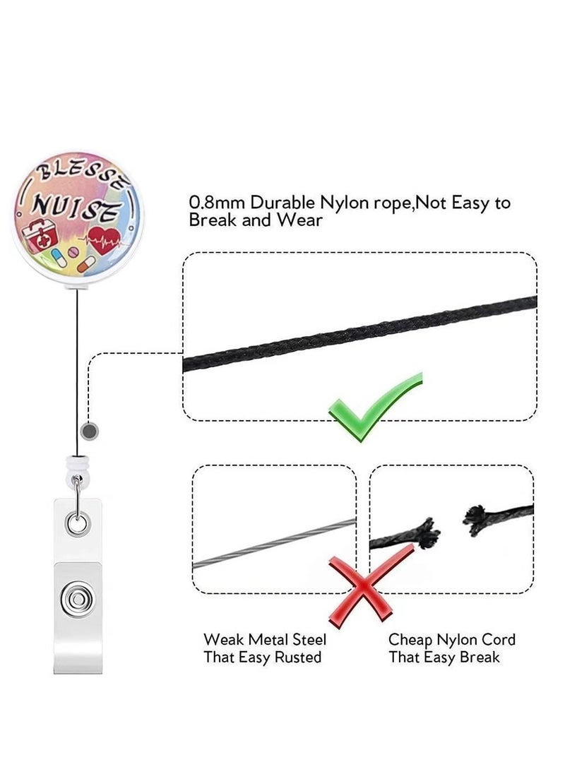 Generic Nurse Badge Reel Holder Retractable - 3 Pack（Styles are random.） Retractable Badge Holder with Alligator Clip for Nurse and Doctor, Cute and Funny Heart Name Tag, ID Card, Work Badge for Women & Men  - Image 2