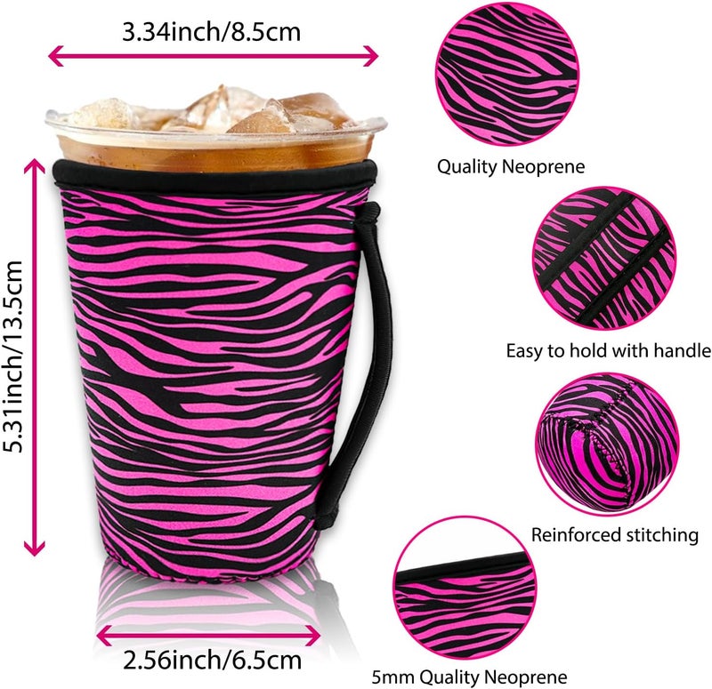 KJQJLY 4 Pack Iced Coffee Sleeve,reusable Neoprene Cup Sleeves Suitable For Beverage Sleeves For Hot And Cold Coffee Or Ice Drink Coffee cup sleeve for Starbucks coffee cup (animal patterns 22-24 OZ) - Image 4