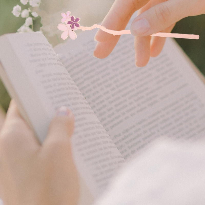 Cherry Blossom Bookmark Reading Clip with Pink Petals Floral Design for Books - Image 5