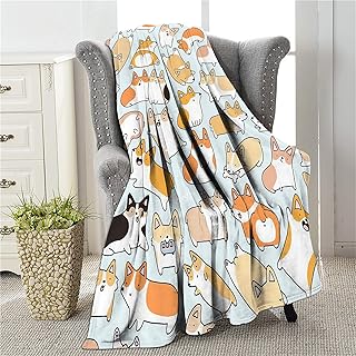 Colla Cute Corgi Blankets for Boys Girls, Lightweight Soft & Fuzzy Flannel Plush Kids Throw Blankets for Couch Bed Sofa - Image 1